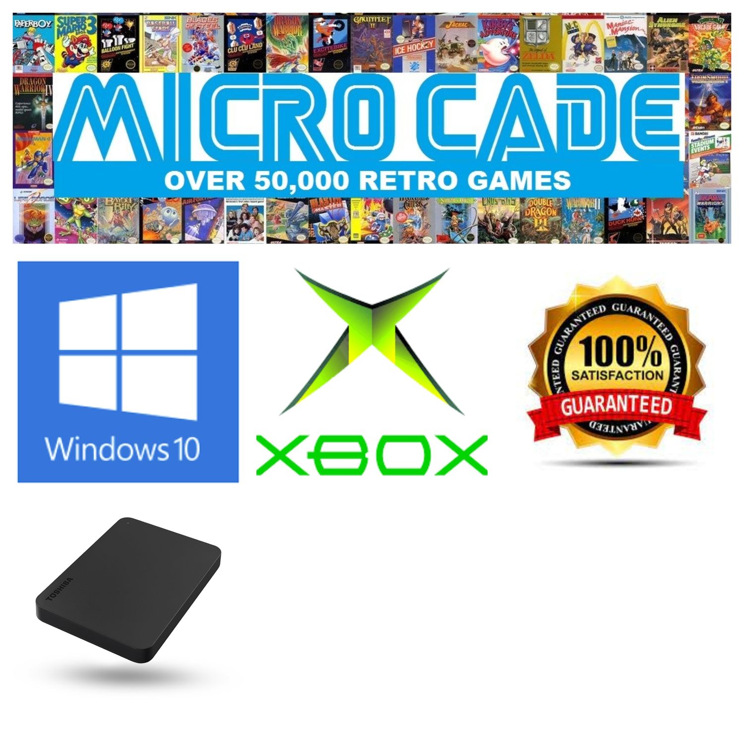 Micro Cade Computer Only 2TB Preloaded XBOX Hard Drive – Classic Playstation2 Gaming on Your PC, Laptop, or Desktop