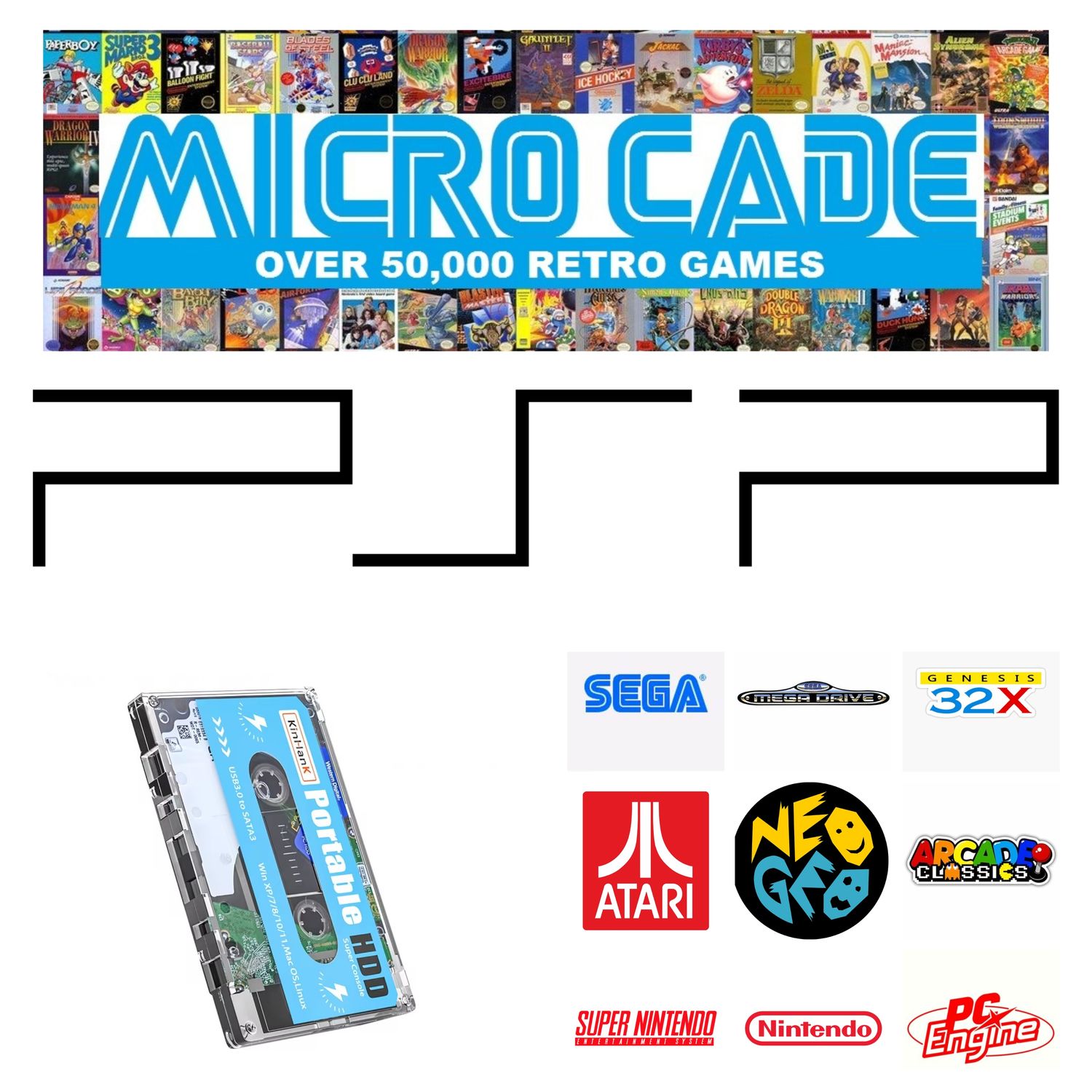 Micro Cade Computer Only 500GB Preloaded PSP Hard Drive – Ultimate Retro Gaming for PC, Laptop, or Desktop