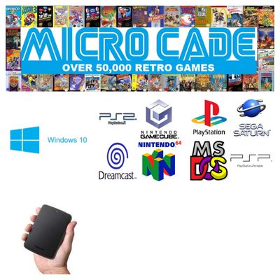 Micro Cade Computer Only 4TB Preloaded Hard Drive – Classic PS2, GameCube, PS1, Dreamcast Gaming on Your PC, Laptop, or Desktop