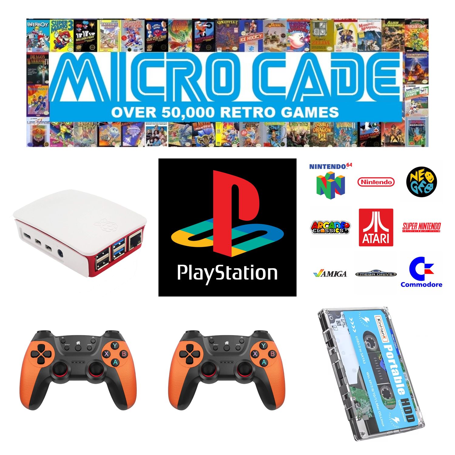 Micro Cade 50,000 Retro PlayStation plug and play console