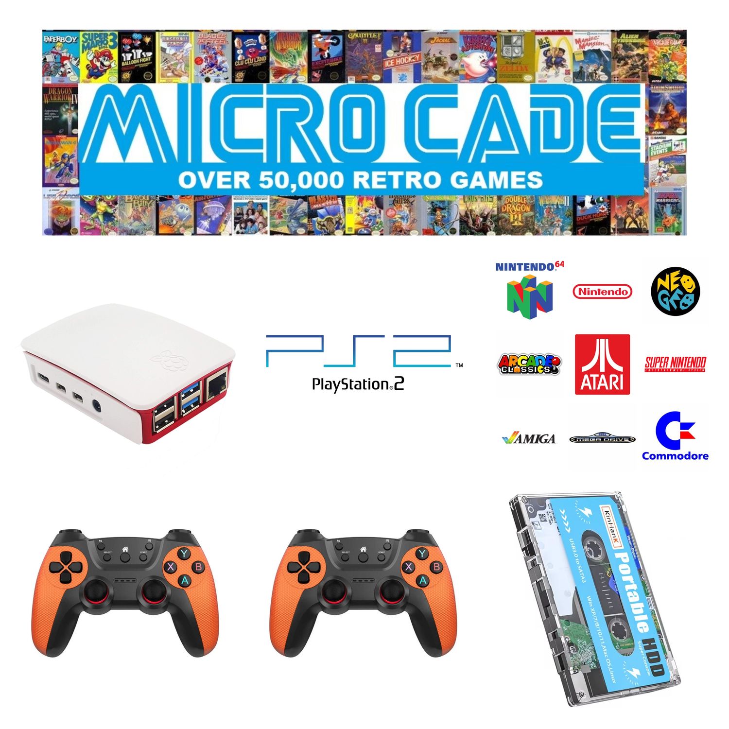 Micro Cade 50,000 Retro PlayStation 2 plug and play console