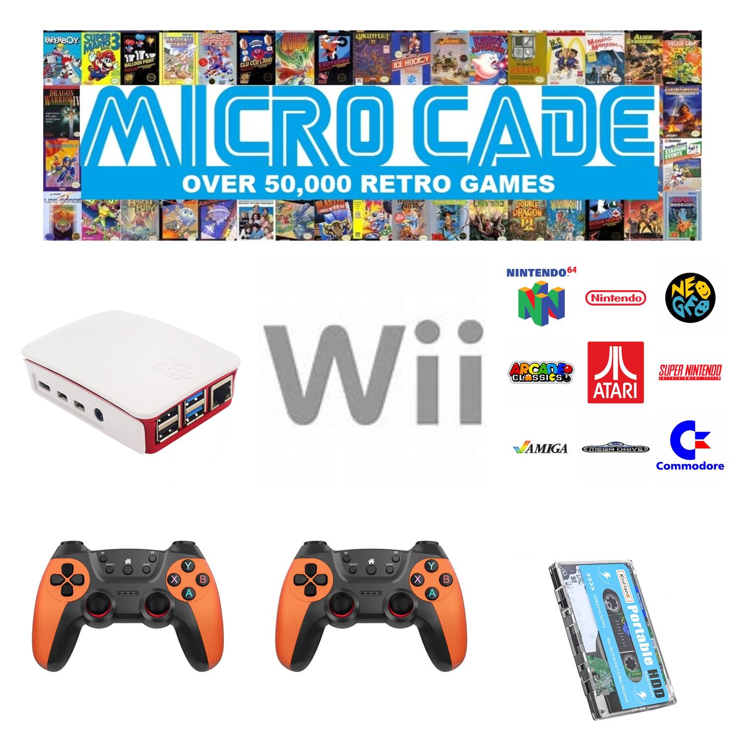 Micro Cade 50,000 Retro Wii plug and play console