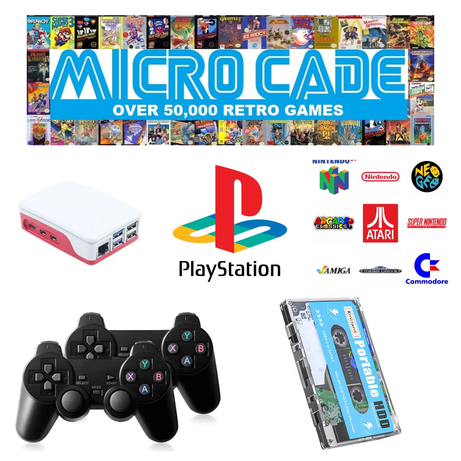 Micro Cade 50,000 Retro PlayStation plug and play console