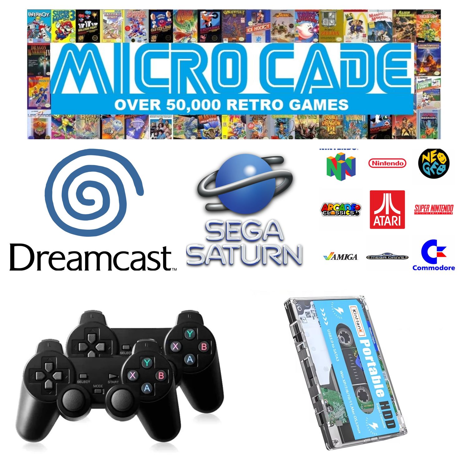 Micro Cade Computer Only 500GB Preloaded Dreamcast Hard Drive – Classic Sega Gaming on Your PC, Laptop, or Desktop