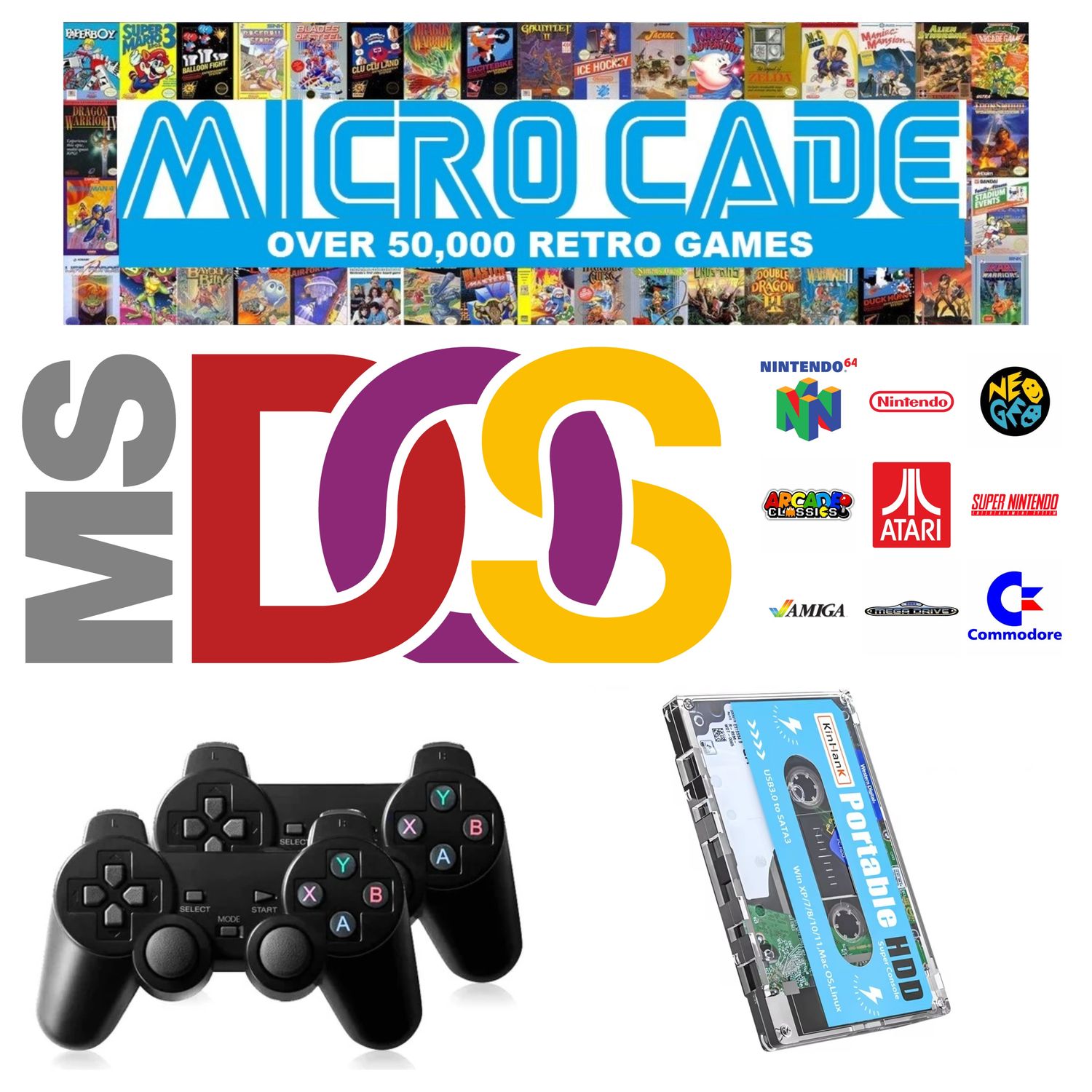 Micro Cade Computer Only 500GB Preloaded MSDOS Hard Drive – Ultimate Retro Gaming for PC, Laptop, or Desktop