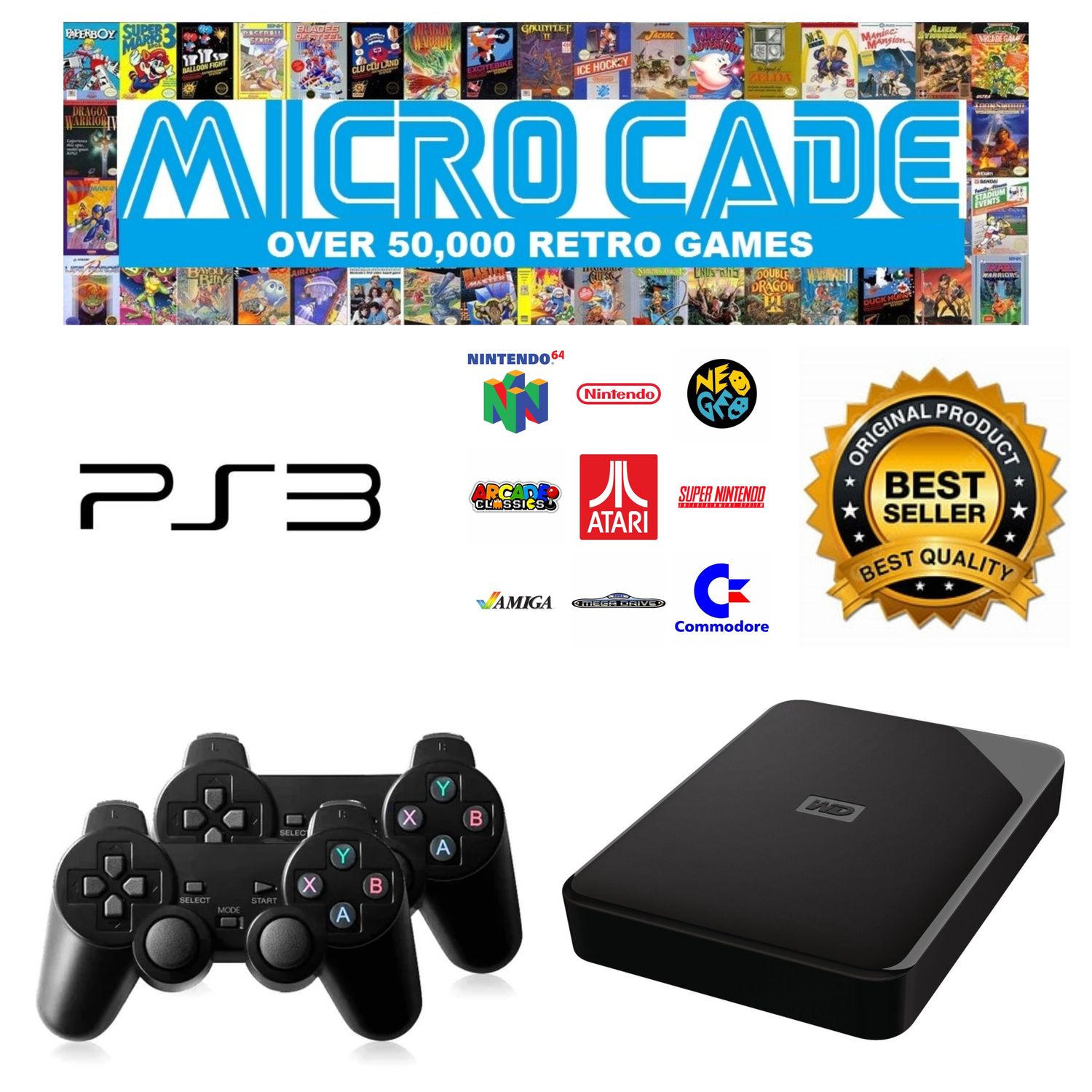 Micro Cade Computer Only 5TB Preloaded PS3 Hard Drive – Classic Gaming on Your PC, Laptop, or Desktop
