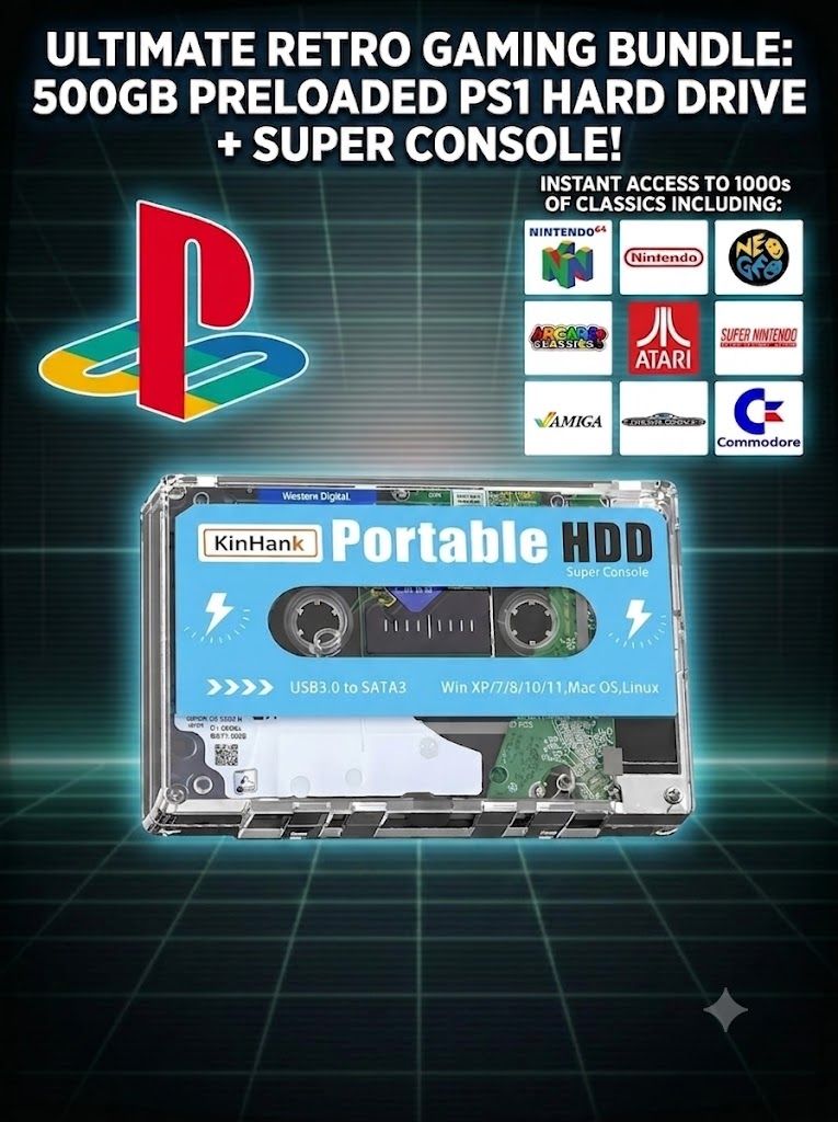 Micro Cade Computer Only 500GB Preloaded PS1 Hard Drive – Ultimate Retro Gaming for PC, Laptop, or Desktop Micro Cade Computer Only 500GB Preloaded PS1 Hard Drive – Ultimate Retro Gaming for PC, Laptop, or Desktop