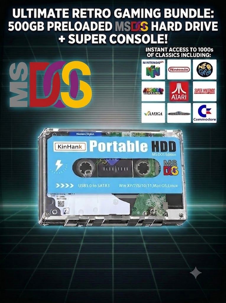Micro Cade Computer Only 500GB Preloaded MSDOS Hard Drive – Ultimate Retro Gaming for PC, Laptop, or Desktop