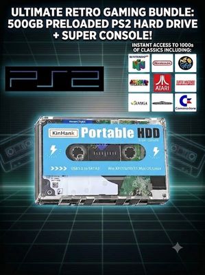 Micro Cade Computer Only 500gb Preloaded PS2 Hard Drive – Classic Playstation2 Gaming on Your PC, Laptop, or Desktop