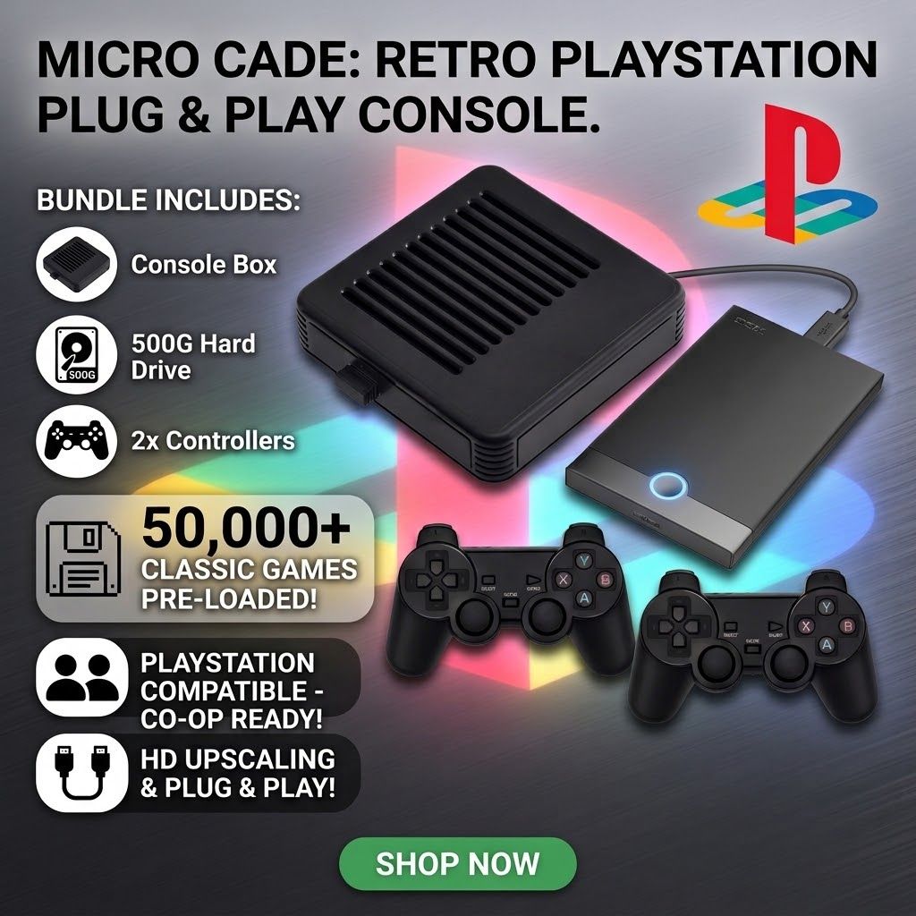 Micro Cade 50,000 Retro PlayStation plug and play console