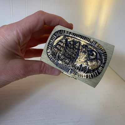 Gold Metal-Embossed Night Forest- Trinket Box