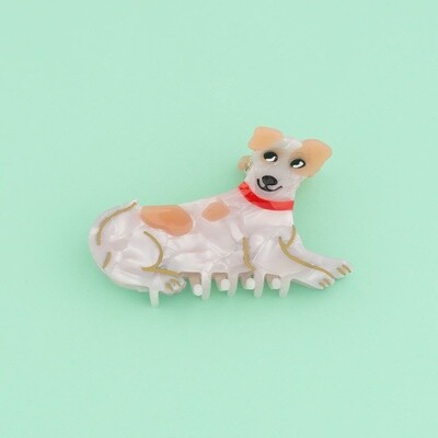 Jack Russel Terrier Cellulose Acetate Hair Claw Clip