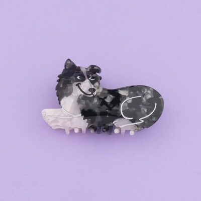 Border Collie Cellulose Acetate Hair Claw Clip