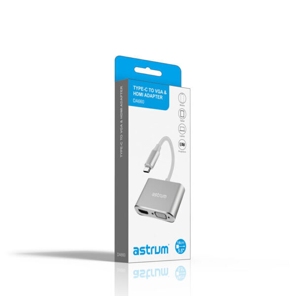 Astrum DA660 USB-C to VGA + 4K HDMI Adapter