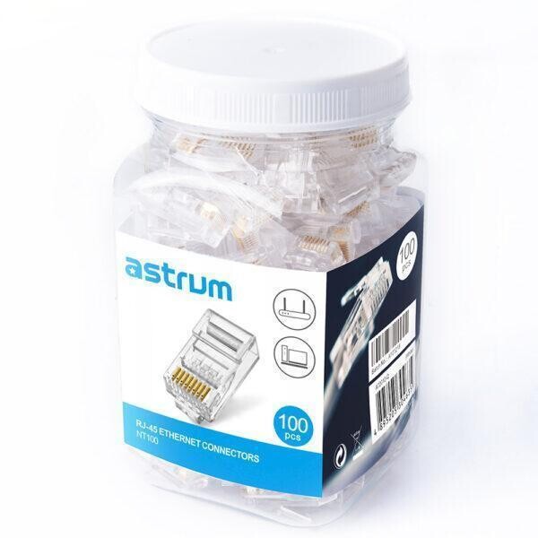 Astrum NT120 RJ45 CAT6 Ethernet Crimp Connectors 100 Pieces Pack