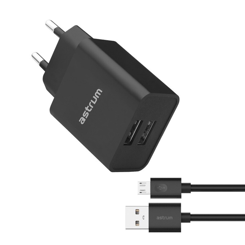 Astrum A92625EB/W  U24  PRO U20 Dual USB 10W Charger + Micro USB Cable