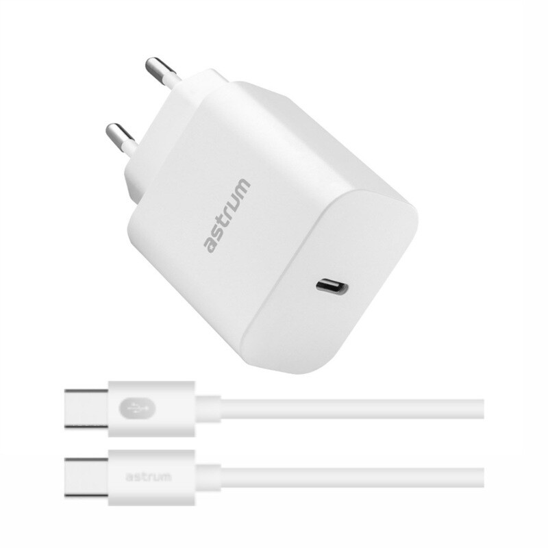 Astrum A92651EB/W  PD20  PRO PD20 Type-C USB 20W PD Charger + Type-C Cable