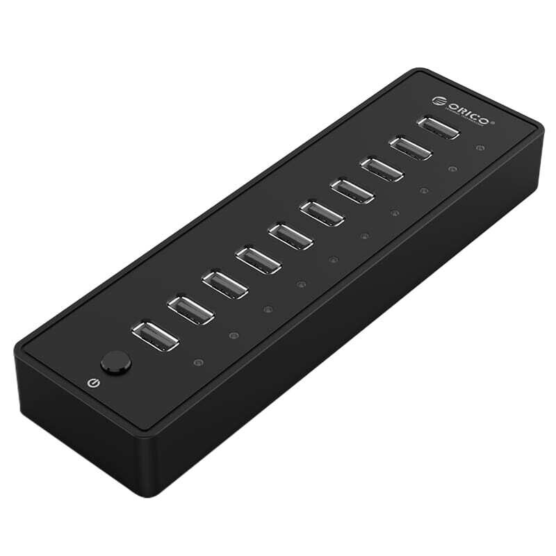 Orico  P10-U3-V1-SA-BK-BP  ORICO 10 Port 30W Additional Power USB3.0 Hub - Black