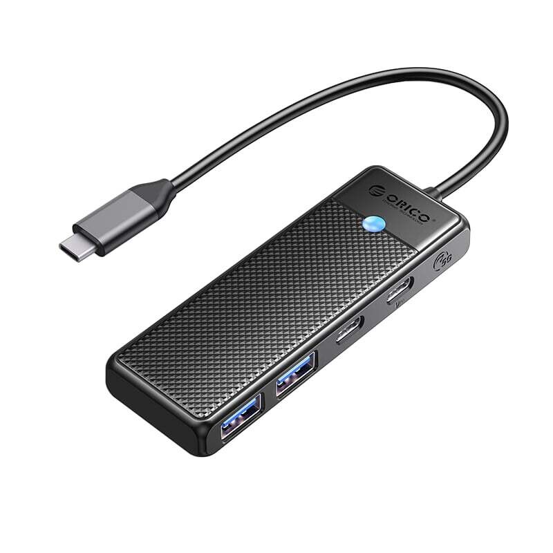 Orico  PAPW2AC-C3-015-BK-EP  ORICO PW Series 4-Port USB3.0 Hub | Type-C | USB-A3.0 x 2 (5GBPS Sharing) | USB-C3.0 x 1 (5GBPS) | USB-C x 1 (PD100W) | 15cm | Black