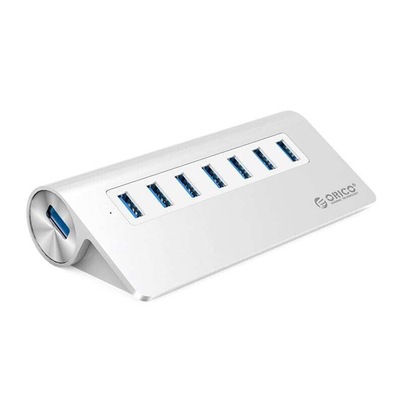 Orico  M3H7-V1-SA-SV-BP  ORICO 7 Port USB3.0 Hub Aluminium - Silver