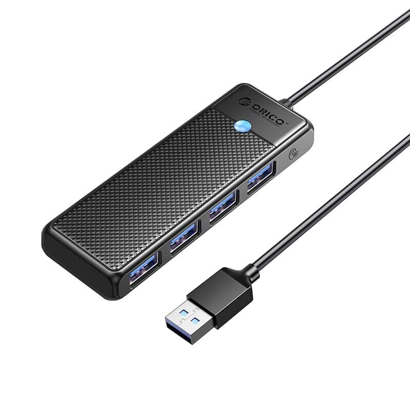 Orico  PAPW4A-U3-015-BK-EP  ORICO PW Series 4-Port USB3.0 Hub | USB-A | USB-A3.0 x 4 (5GBPS Sharing) | 15cm |Black