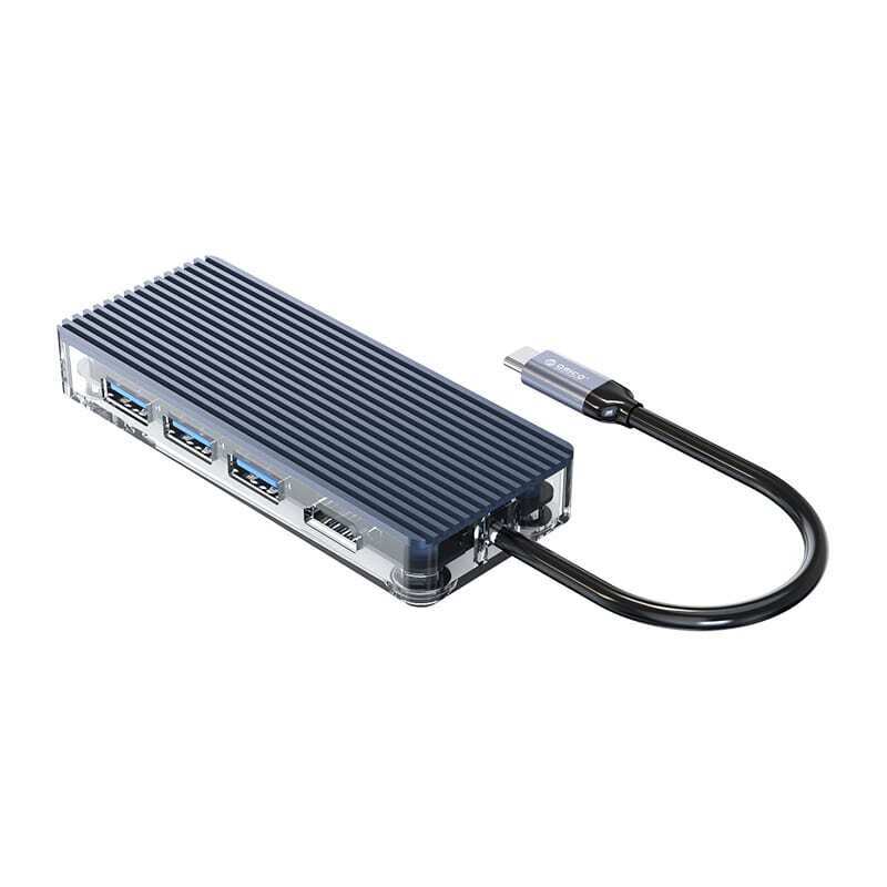 Orico  WB-6RJ-GY-BP  ORICO 6 Port Type-C Transparent Hub - Grey