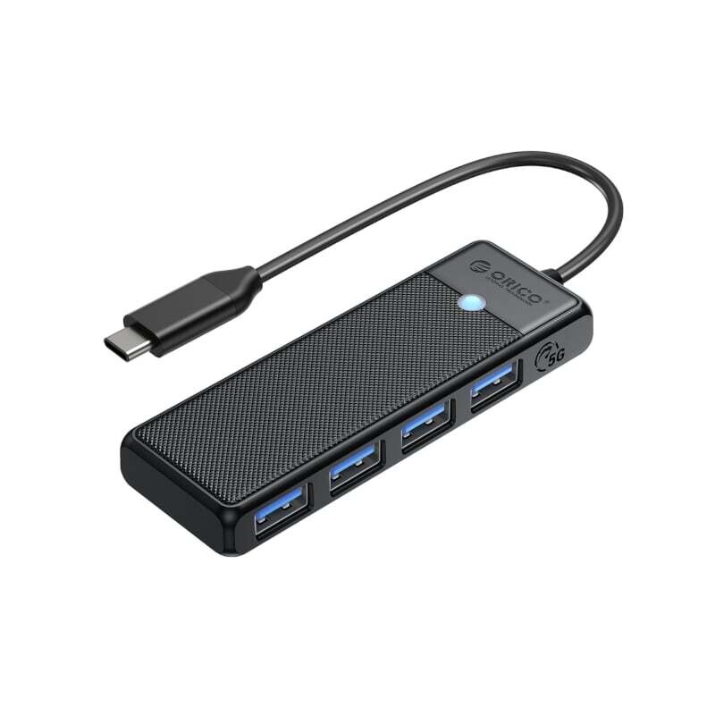 Orico  PAPW4A-C3-015-BK-EP  ORICO PW Series 4-Port USB3.0 Hub | Type-C | USB-A3.0 x 4 (5GBPS Sharing) | 15cm |Black