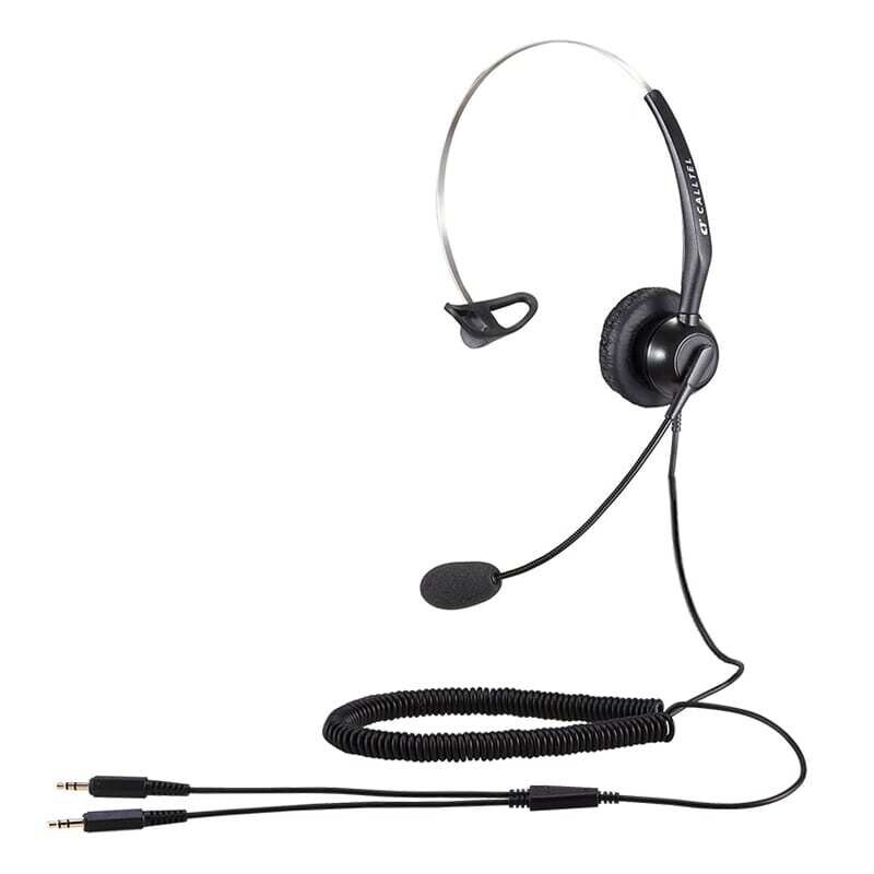 Calltel  TH0224000121  Calltel T800 Mono-Ear Headset - Noise-Cancelling Mic - Dual 3.5mm Jacks