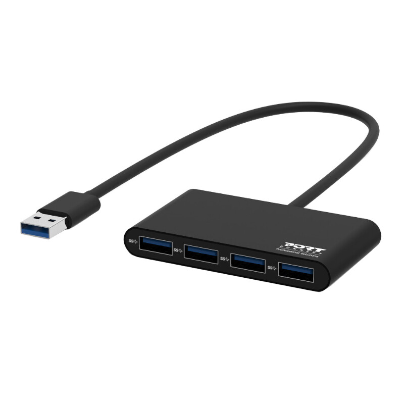 Port  900121  Port USB3.0 to 4 x USB3.0 5Gbps 4 Port Hub - Black