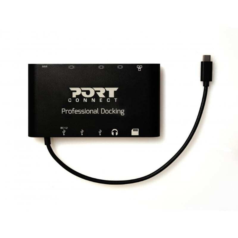 Port  901906  Port USB Type-C 3 x USB3.0|1 x Aux|12 x Micro+SD Card Reader|1 x Mini DP|1 x RJ45|1 x HDMI|1 x VGA|1 x Type-C PD Dock - Black