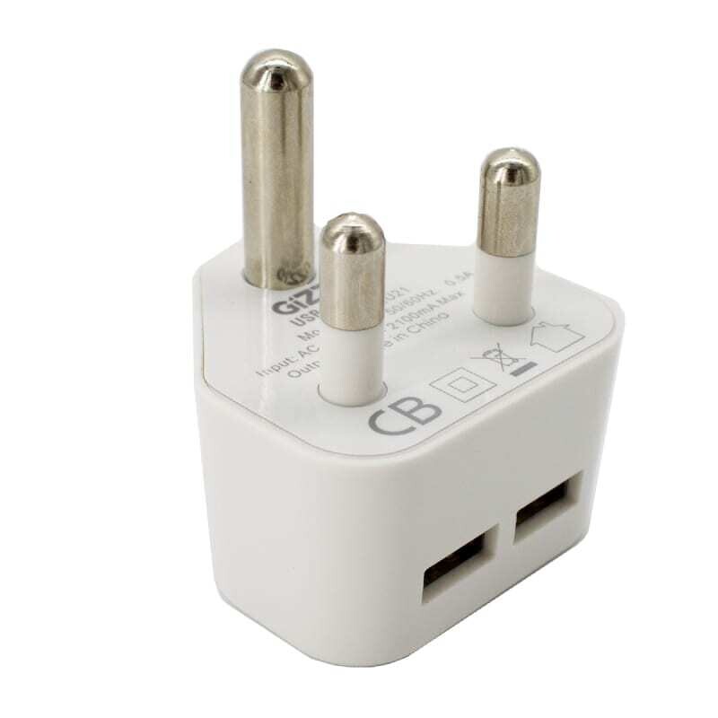 Gizzu  GWC2U21  GIZZU 2 x USB 3-Prong Wall Charger White