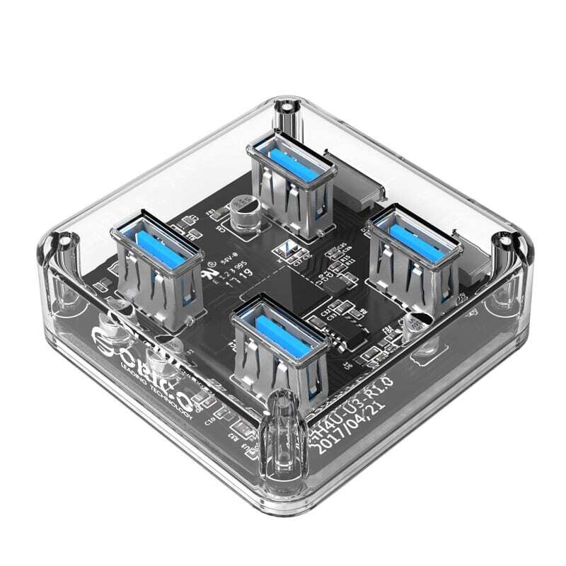 Orico  MH4U-U3-10-CR-BP  ORICO 4 Port USB Hub Transparent 1M