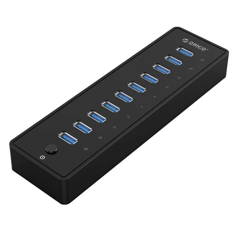 Orico  P10-U3-V1-EU-BK-BP  ORICO 10 Port 30W Additional Power USB3.0 Hub - Black