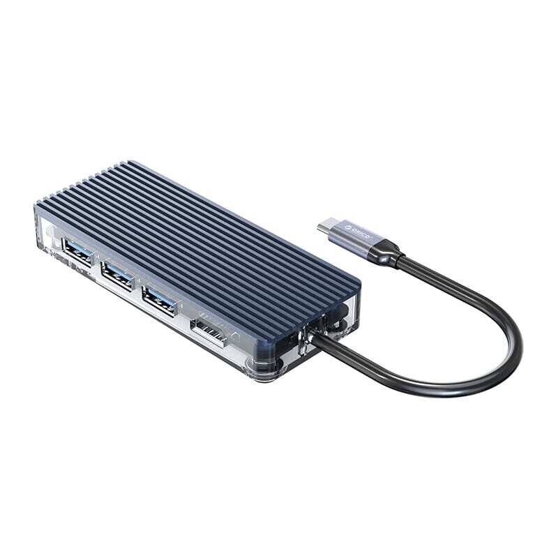 Orico  WB-6TS-GY-BP  ORICO 6 Port Type-C Transparent Hub - Grey