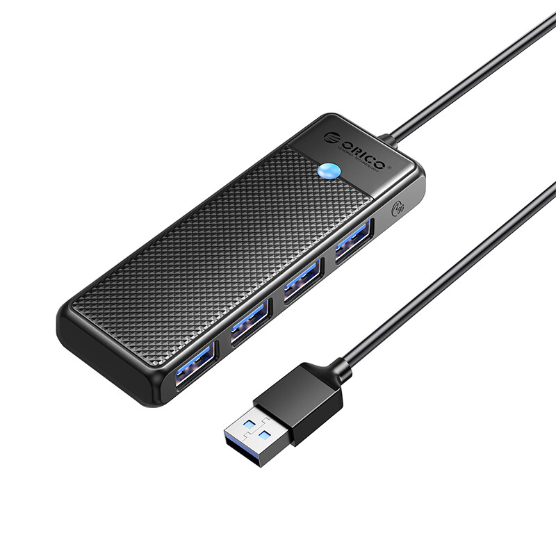 Orico  PAPW4A-U3-015-BK-EP  ORICO PW Series 4-Port USB3.0 Hub | USB-A | USB-A3.0 x 4 (5GBPS Sharing) | 15cm |Black