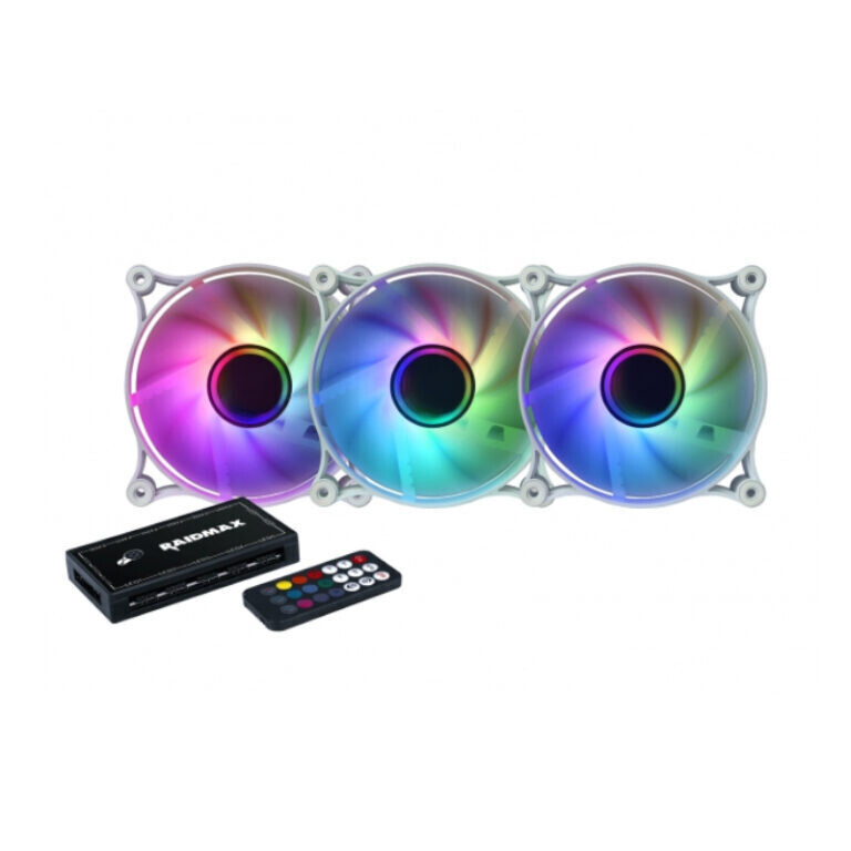 Raidmax- NV-I120FWR3 -  Raidmax NV-IT120FWR3 120mm 3Pin ARGB 3Pack Case Fan - White