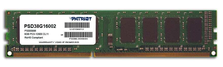 Patriot- PSD38G16002 -  Patriot Signature Line 8GB 1600MHz DDR3 Single Rank Desktop Memory