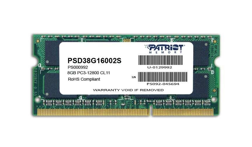 Patriot- PSD38G16002S -  Patriot Signature Line 8GB 1600MHz DDR3 Dual Rank SODIMM Notebook Memory