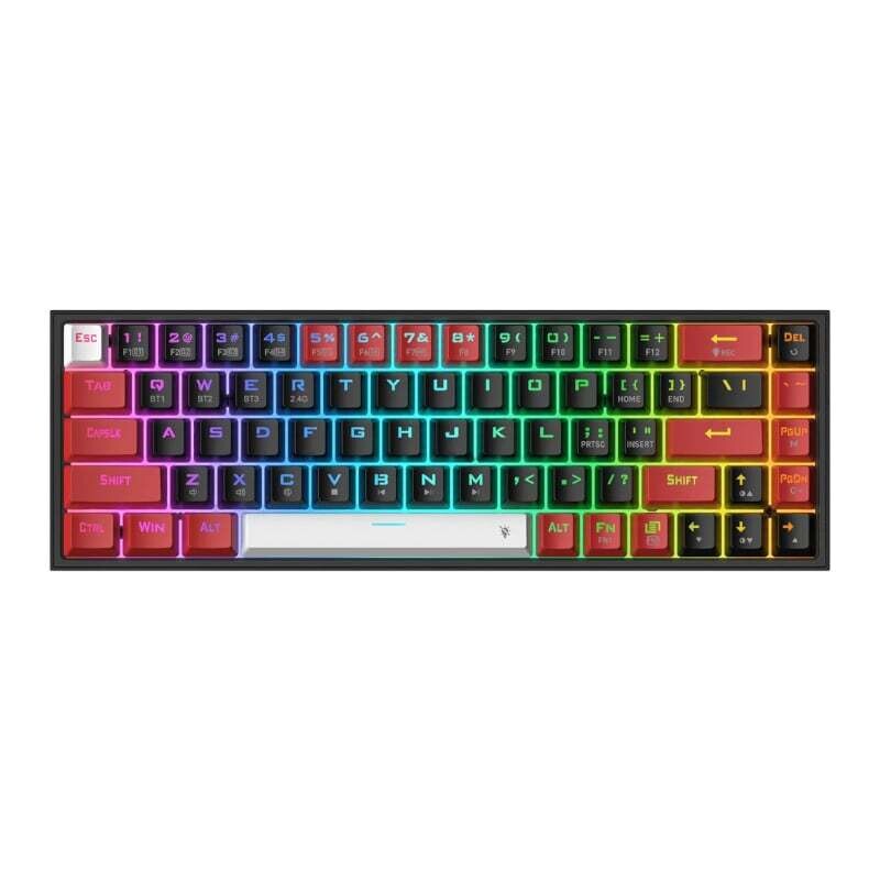 Redragon - RD-K631RGB-PRO-BRW -  REDRAGON Castor Pro 68Key Wireless Red|Black|White KeyCap Bluetooth RGB Red Switch - Black|Red