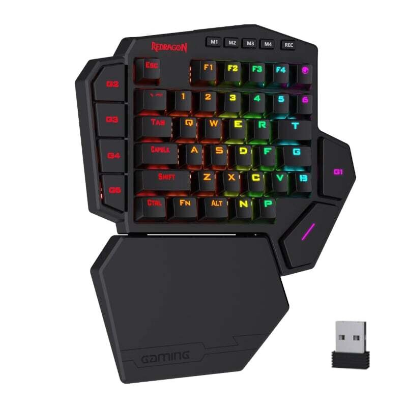 Redragon - RD-K585RGB-KS -  REDRAGON Diti Elite One-Handed RGB Wireless Mechanical Gaming Keyboard - Black