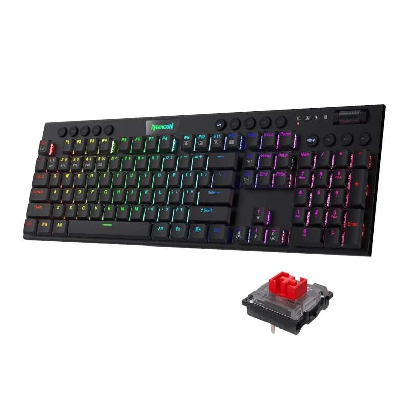 Redragon - RD-K618-RGB -  REDRAGON MECHINCAL HORUS WIRELESS GAMING KEYBOARD RED SWITCHES