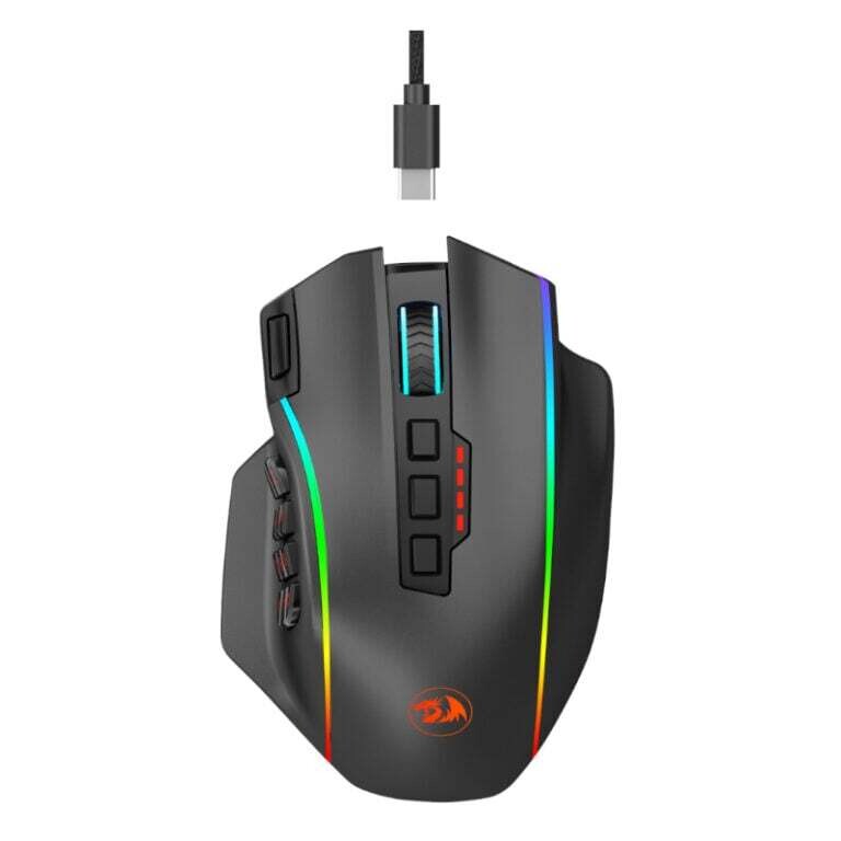 Redragon - RD-M901P-KS -  REDRAGON PERDITION PRO 16000DPI RGB Wireless MMO Ergo Gaming Mouse - Black