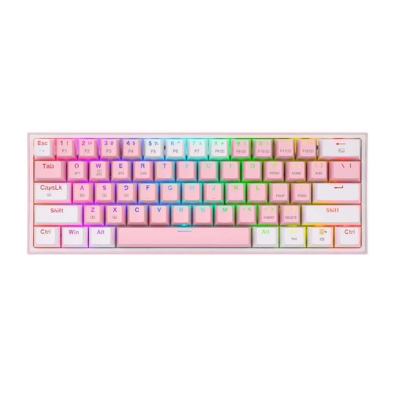 Redragon - RD-K616-RGB-PW -  REDRAGON FIZZ PRO RGB 61 KEY Mechancal Wireless Gaming Keyboard - Pink/White