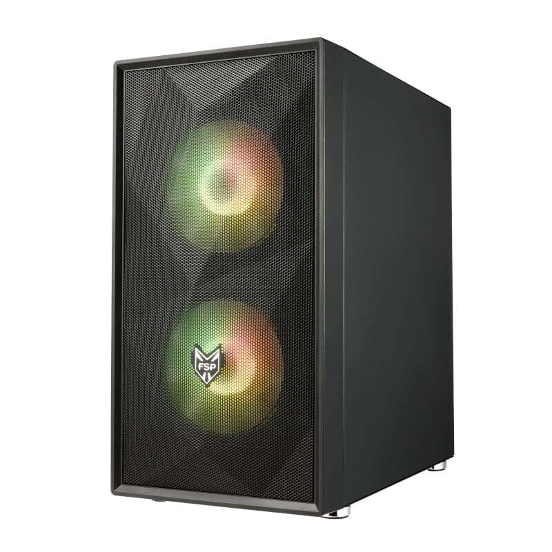 FSP CST130A |Micro-ATX | Mini-ITX | Gaming Chassis | 3x 120mm RGB Fans included | Tempered Glass Side Panel | Black
