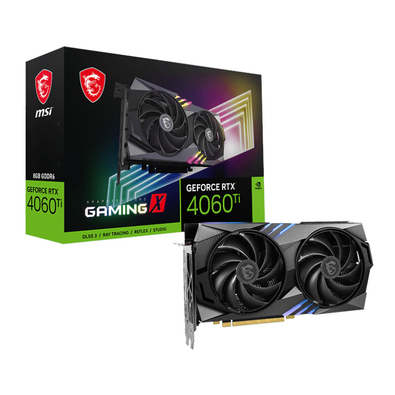 MSI- RTX4060TIGAMINGX8G- MSI Nvidia GeForce RTX 4060Ti Gaming X 8G GDDR6X 128-BIT Graphics Card