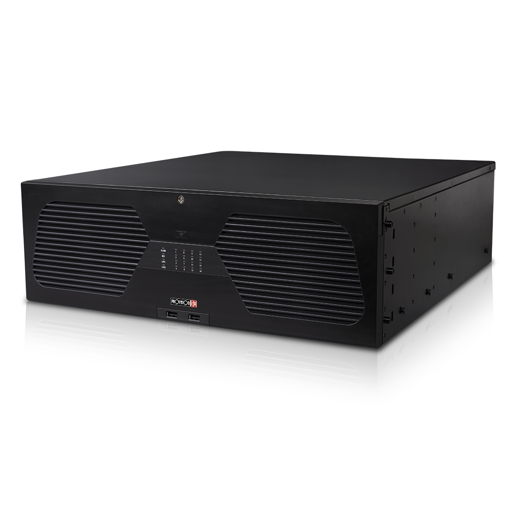 Provision ISR _NVR8-128RT(3U) -   128CH 8MP NVR -  128CH 8MP Real-time NVR,Output: HDMI- 2K/4K &amp;VGA, Audio In/Out, Alarm In/Out, 3 U Case, 16 SATA (8TB), 3200/3840 FPS H.265, 384MB In, 384MB Out