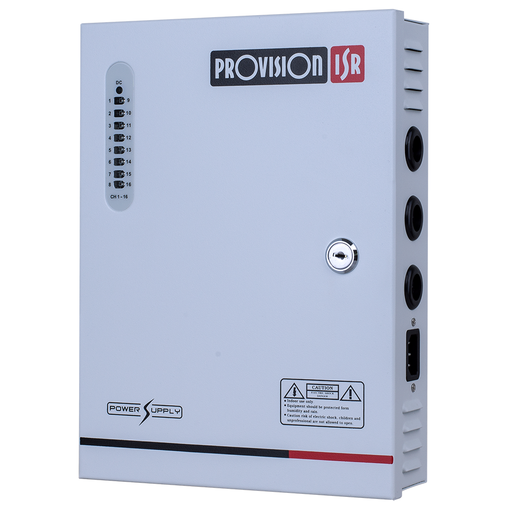 Provision ISR _PR-12A16CH+ -   16CH Power Supply DC12V -  Provision-ISR 12V 12A Professional power supply for 16CH, includes kettle cable