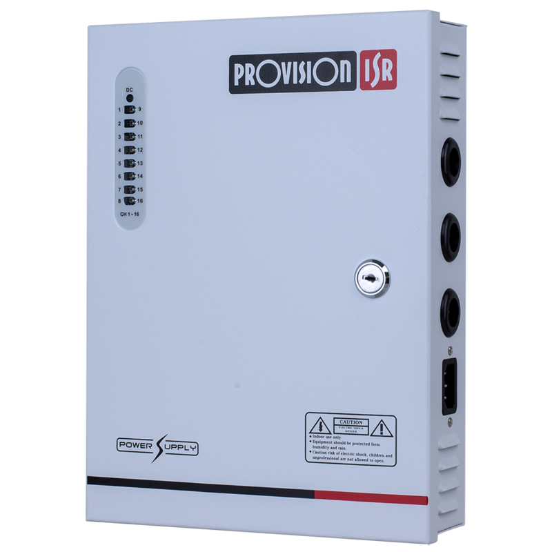 Provision ISR _PR-12A16CH+ -   16CH Power Supply DC12V -  Provision-ISR 12V 12A Professional power supply for 16CH, includes kettle cable
