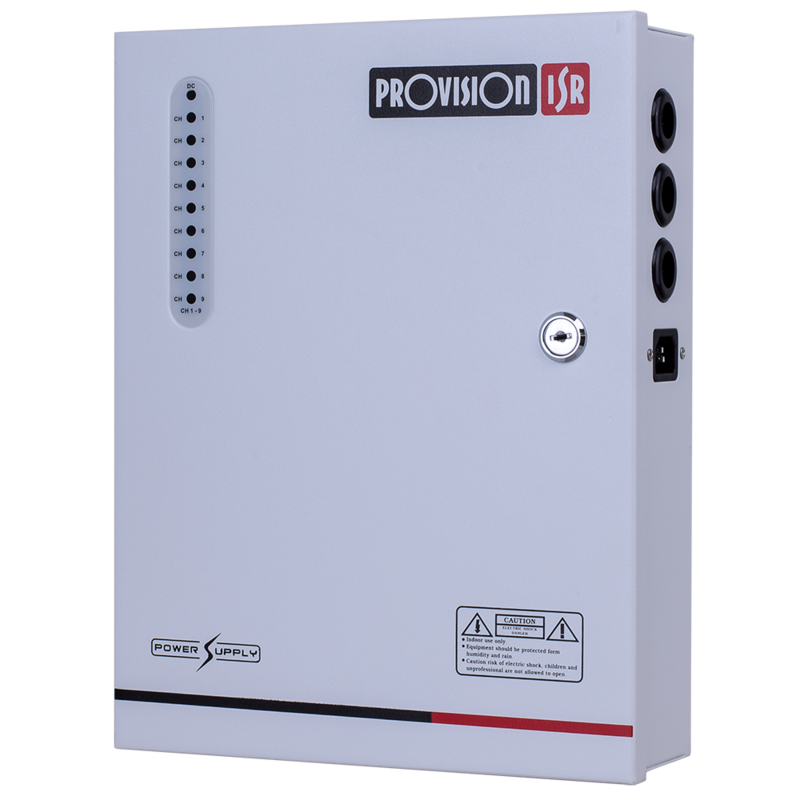 Provision ISR _PR-10A9CH-B -    Power Supply With Battery DC12V -  Provision-ISR 12V 10A Professional power supply for 9CH, battery backup (No battery included)