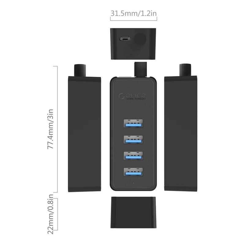 Orico  PW3UR-C3-05-BK-EP  ORICO 4 Port USB-A Hub
